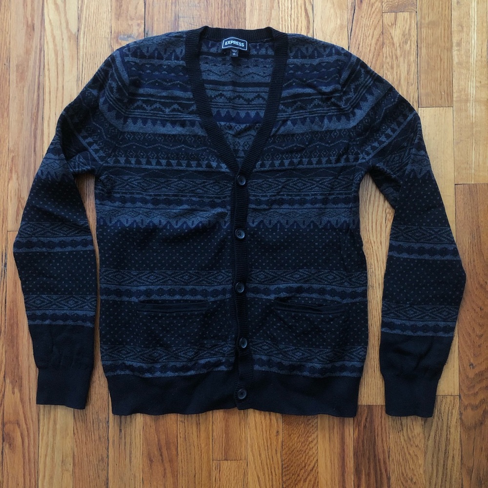 Express Mens 100% cotton fair isle cardigan